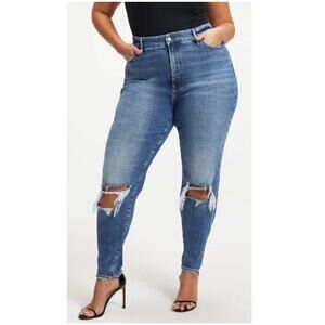 Good American Good Waist Skinny Jeans Plus Size 16 Distressed Ripped Knee